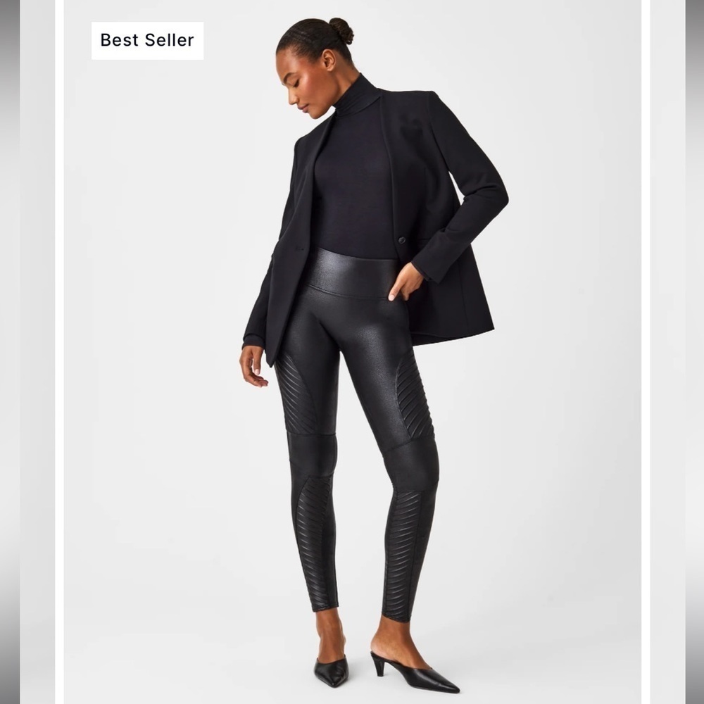 Spanx Faux Leather Moto Leggings Black Small NWT